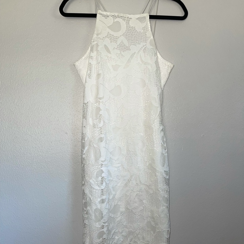 White strapped mid length dress
